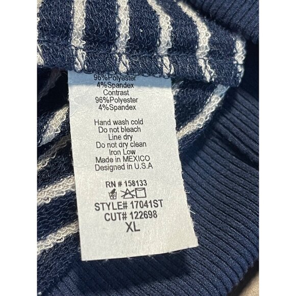 Staccato Iris Navy Crew Neck Knit Sweatshirt Blue Striped Womens XL Poly Blend - Picture 8 of 8